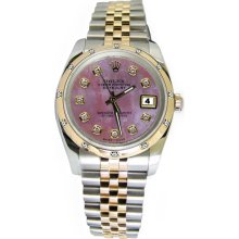 Pink diamond dial bezel pearl master Rolex datejust watch jubilee bracelet