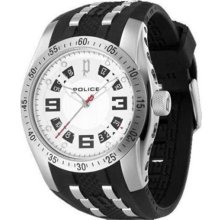 Police Men's Top Gear X PL.12892JS/04 Black Rubber Analog Quartz Watch with Silver Dial