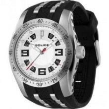 Police Top Gear-X Quartz Mens Silver Dial Analog Sports Watch PL12892J