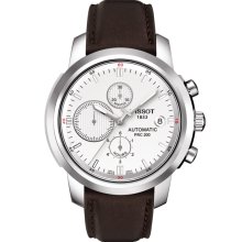 PRC 200 Men's Automatic Chronograph - Silver Dial With Brown Leather Srap