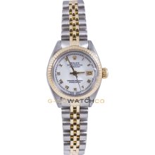 Pre Owned Lady's 69173 Datejust Steel & Gold Jubilee Band White Dial