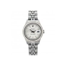 Pre-Owned Rolex Date 79240 Steel Ladies Watch with Diamond Bezel