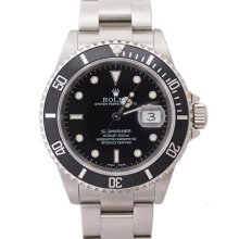 Pre-owned Rolex Men's Submariner Stainless Steel Black Dial Watch