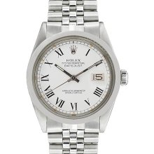 Pre-owned Rolex Men's Datejust White Dial Stainless Steel Watch