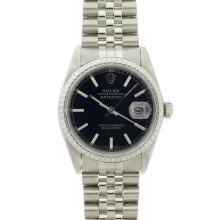 Pre-owned Rolex Men's Datejust Stainless Steel Black Dial Watch (Stainless steel 36mm, black dial)