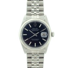 Pre-owned Rolex Men's Datejust Stainless Steel White Gold Black Dial Watch (SS white gold, black dial)