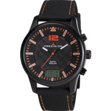 Precision Men's Quartz Watch With Black Dial Analogue - Digital Display And Black Silicone Strap Prew1109