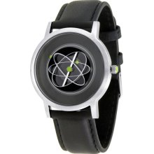 Projects Mens Atom Damian Barton Stainless Watch - Black Leather Strap - Black Dial - 7278L
