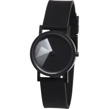 Projects Mens Deja Vu Analog Stainless Watch - Black Rubber Strap - Black Dial - 7287W