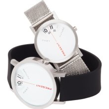 Projects Mens Past, Present & Future Analog Stainless Watch - Black Rubber Strap - White Dial - 7214S-40
