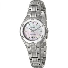 PULSAR by Seiko Ceramic New Womens Round Watch Steel Bracelet MOP Dial PXT895