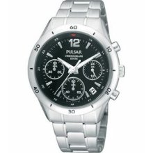 Pulsar Ladies Chronograph Pt Series Watch W/ Black Dial