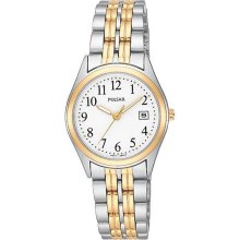 Pulsar Ladies Dress Stainless Steel White Face Luminous PXT588