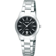 Pulsar Ladies Watch Black Dial with Silver-Tone Design 26mm PH7163X