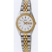 Pulsar Ladies` Watch W/ 2 Tone Bracelet & Day/ Date Window