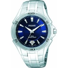 Pulsar Mens Analog Stainless Watch - Silver Bracelet - Blue Dial - PXH993