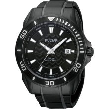 Pulsar Mens Analog Stainless Watch - Black Bracelet - Black Dial - PS9159