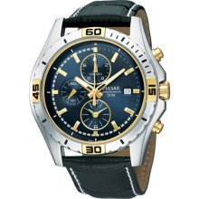 Pulsar Men's Blue Dial Chronograph Leather Watch