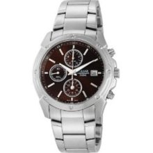 Pulsar Mens PF8335 Chronograph Brown Dial Stainless Steel