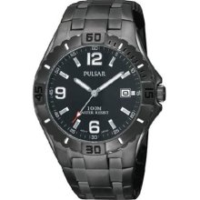 Pulsar Sport Collection Ion-plated Bracelet Black Dial Men's watch #PXH709