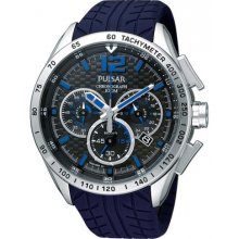 Pulsar World Rally Collection Rubber Blue Strap Chronograph Men's Watch PU2035