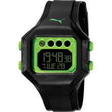 Puma Men's 'Bounce' Black and Neon Green Digital Watch (Black Green)