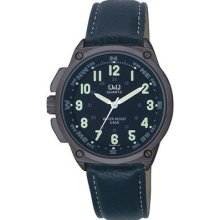 Q&q Q636j505y Mens Lefty Midnight Blue Easy Reader Water Resistant Wristwatch