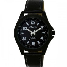 Ravel Men's Quartz Watch With Black Dial Analogue Display And Black Plastic Or Pu Strap R5-4.3G