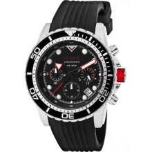 Red Line Men's Piston Chronograph Black Dial Black Silicone