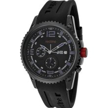Red Line Watches Men's Boost Alarm Black Dial Purple Accents Black Sil