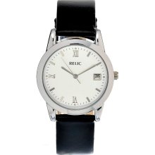 Relic Black Leather Silver Dial Men's Watch PR6072