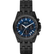 Relic Men's Black & Blue Chronograph Watch