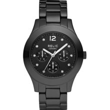 Relic Womens Gia Black Ceramic Chronograph Watch Black