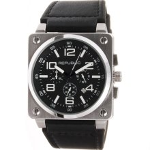 Republic Men's Black Leather Strap Chrono Aviation Watch (RP3104)