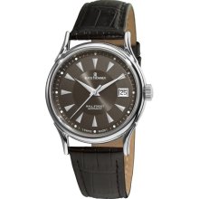 Revue Thommen Men's 'Wallstreet' Dark Grey Face Leather Strap Watch