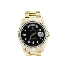 Rolex 18038 18k Yellow Gold Black Diamond Dial Watch
