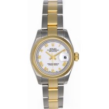 Rolex 2-Tone Ladies Datejust Watch Gold Roman Numerals 179163