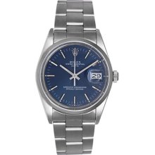 Rolex Date Men's Stainless Steel Watch With Blue Dial 15200