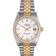 Rolex Datejust 2-Tone Custom Diamond Bezel Men's Watch 16013