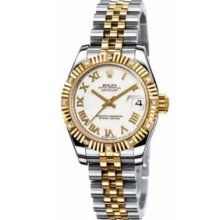 Rolex Datejust 26mm Steel/Gold 12 Diamond Bezel Ladies Watch 179313