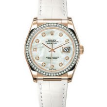 Rolex Datejust 36mm Pink Gold Diamond Ladies Watch 116185