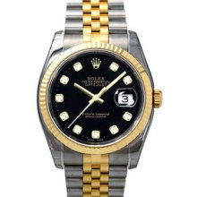 Rolex Datejust 36mm Two-Tone Steel/Gold Mens Watch #116233