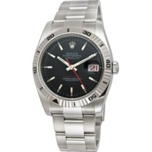 Rolex Datejust Black Index Dial Turn-o-Graph Bezel Oyster Bracelet Mens Watch 116264BKSO