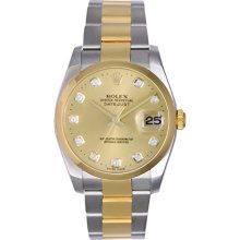 Rolex Datejust Men's 2-Tone Watch 116203 Custom Champagne Diamond Dial