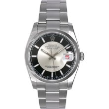 Rolex Datejust Mens Stainless Steel Watch 116200 Silver And Black Dial