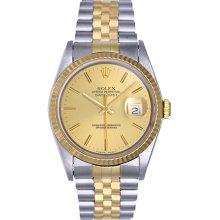 Rolex Datejust Men's Steel & Gold Watch 16233 Champagne Dial