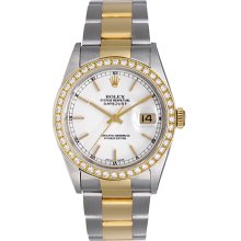 Rolex Datejust Steel & Gold 2-Tone Men's Watch 16233 White Dial
