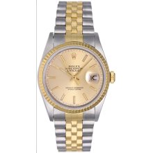 Rolex Datejust Steel & 18k Yellow Gold Men's 2-Tone Watch 16233