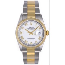 Rolex Datejust Steel & Gold 2-Tone Men's Watch 16233 White Roman Dial