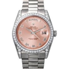 Rolex Day-Date President 36mm White Gold Diamond Mens Watch 118389